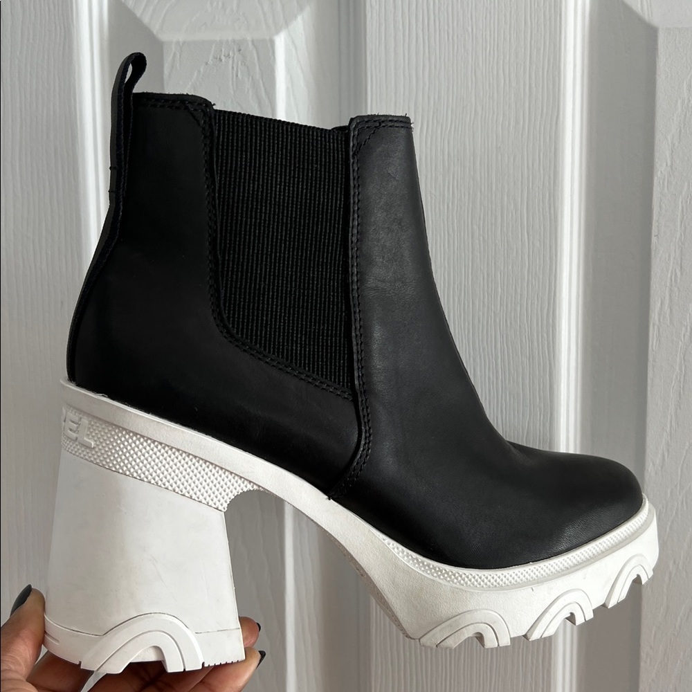 Sorel Brex Waterproof Platform Block Heel Chelsea Boot Black Size 9 - Picture 13 of 13